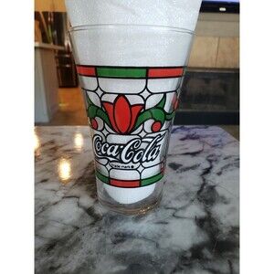 Coca Cola Poinsettia design drinking Glass